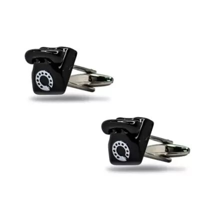 telephone shaped metal cufflink in black colour an ideal gift for men in Dubai intended for wedding gifts, gifts for men, formal mens clothing